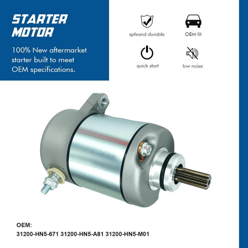 TOPSCOPE Starter Motor for 2000-2006 Honda 350 Four Trax FourTrax Rancher TRX350FE TRX350FM TRX350TE TRX350TM with Replace OE # 410-54038 18607 HA-116 495753 2-2764-MT 31200-HN5-671 - Image 2